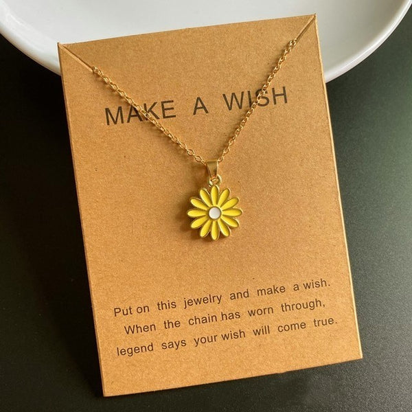 Girls Fashion Sunflower Pendant Necklace
