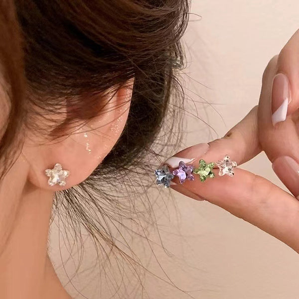Teen Girl Zircon Star Earrings