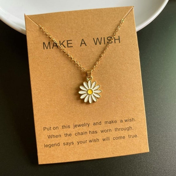 Girls Fashion Sunflower Pendant Necklace