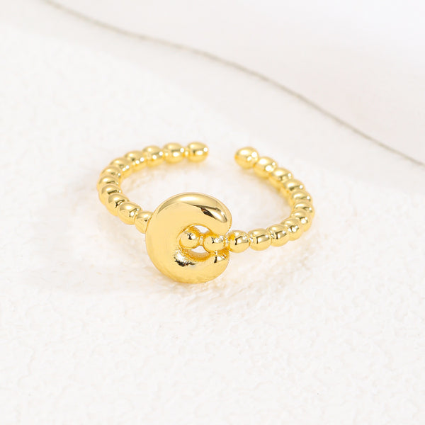 18K Gold Glossy Letter Ring