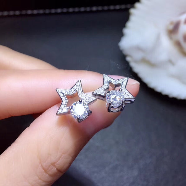 Diamond Stud Earrings 925 Silver