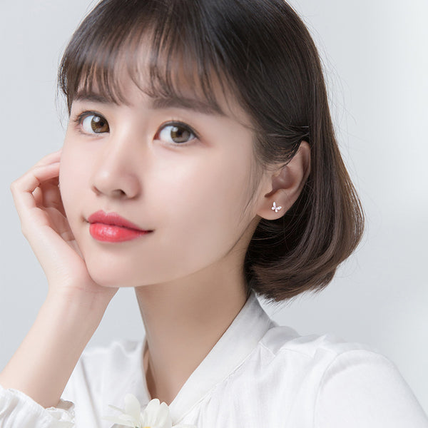 Mini Pink Butterfly Stud Earrings