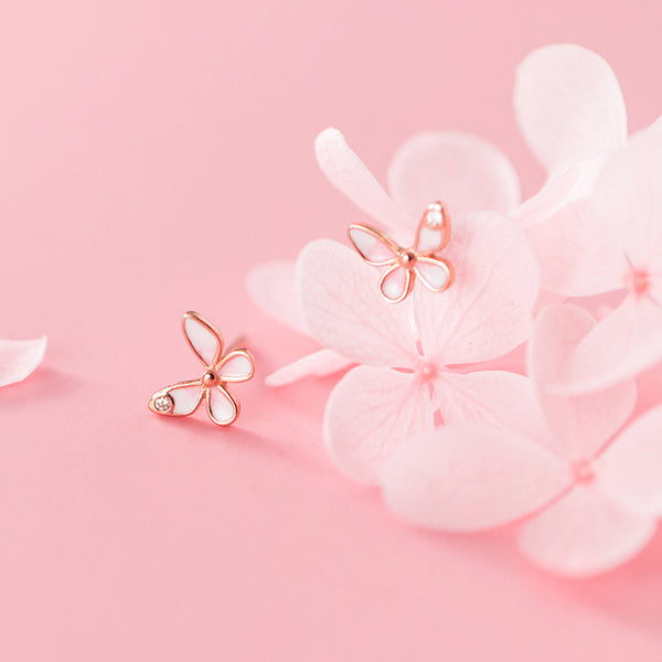 Mini Pink Butterfly Stud Earrings