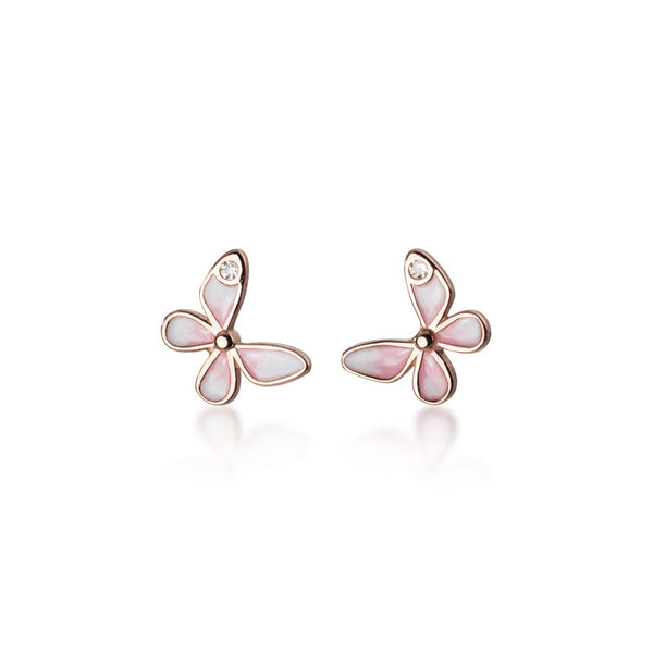 Mini Pink Butterfly Stud Earrings
