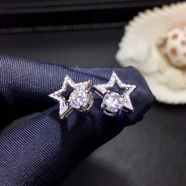 Diamond Stud Earrings 925 Silver