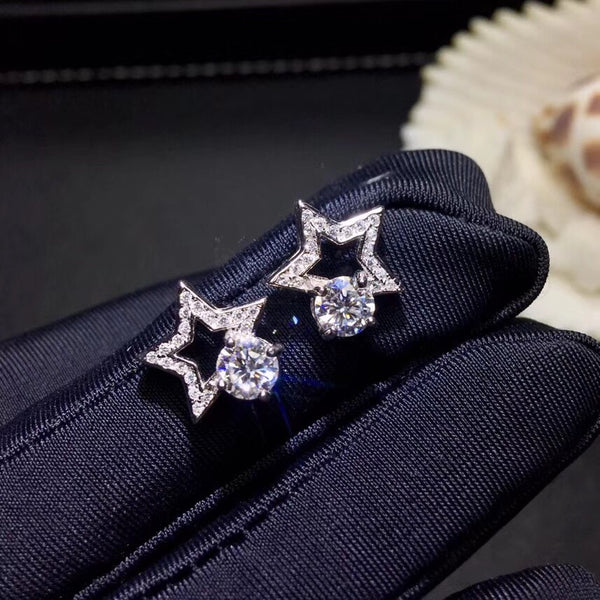 Diamond Stud Earrings 925 Silver