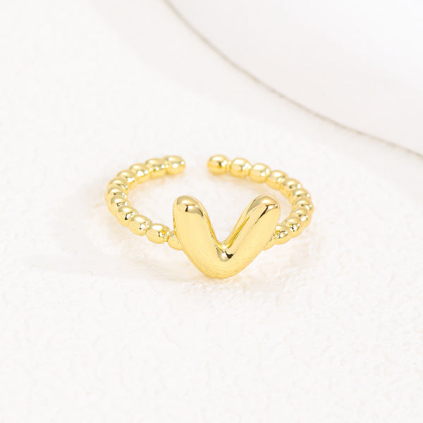 18K Gold Glossy Letter Ring