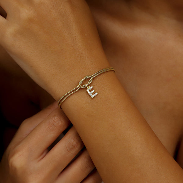 Zircon Letter Knotted Bracelet
