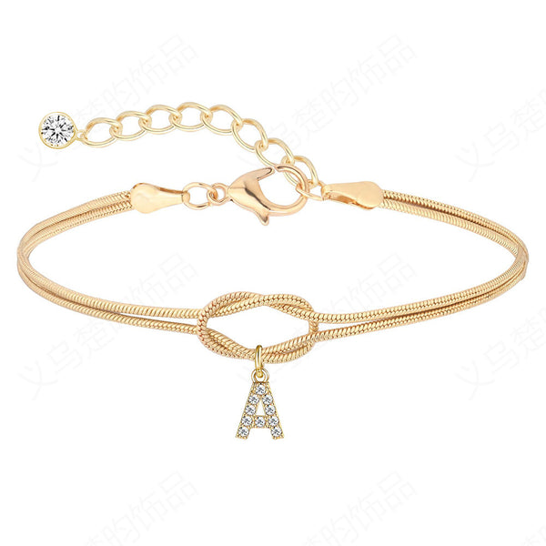 Zircon Letter Knotted Bracelet