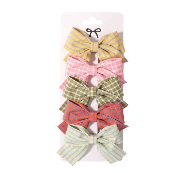 Floral Plaid Bow Hair Clips
