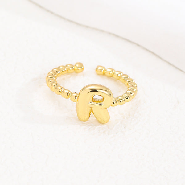 18K Gold Glossy Letter Ring