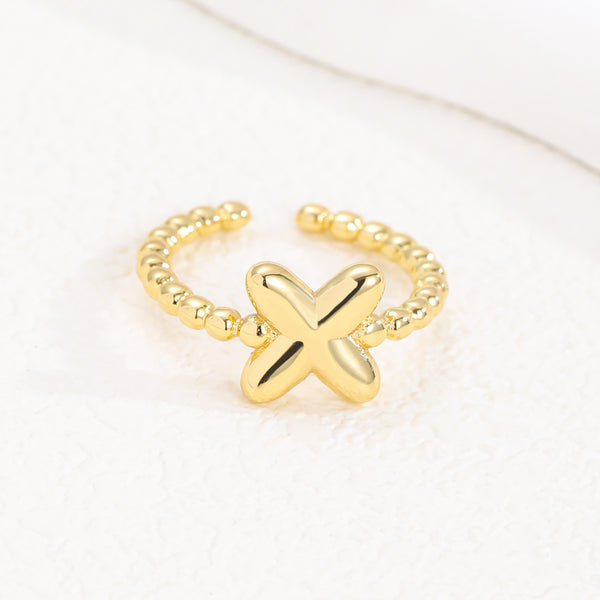 18K Gold Glossy Letter Ring