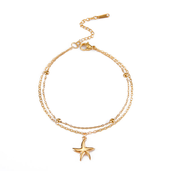 Stainless Steel Starfish Charm Bracelet