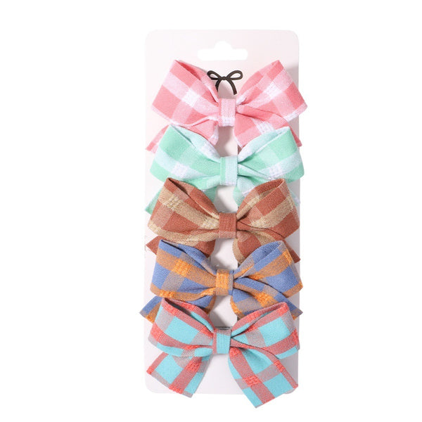 Floral Plaid Bow Hair Clips