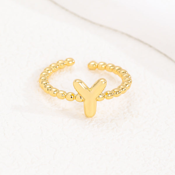 18K Gold Glossy Letter Ring