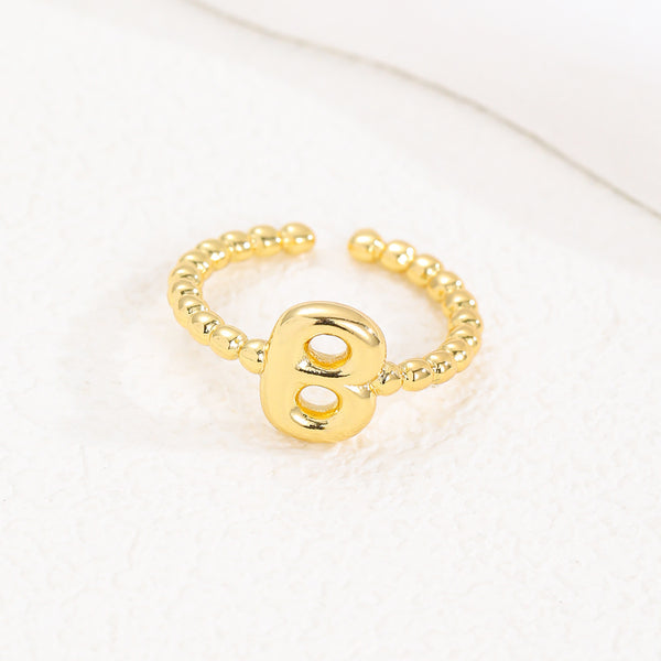 18K Gold Glossy Letter Ring