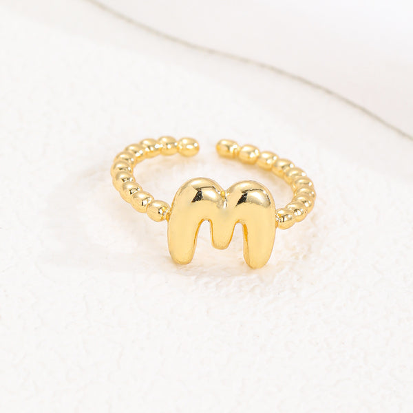 18K Gold Glossy Letter Ring