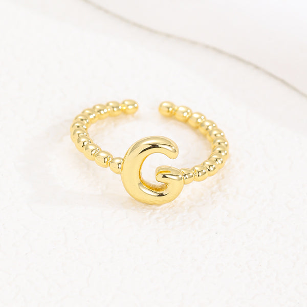 18K Gold Glossy Letter Ring