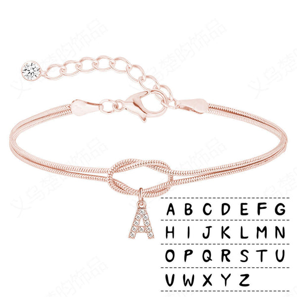 Zircon Letter Knotted Bracelet