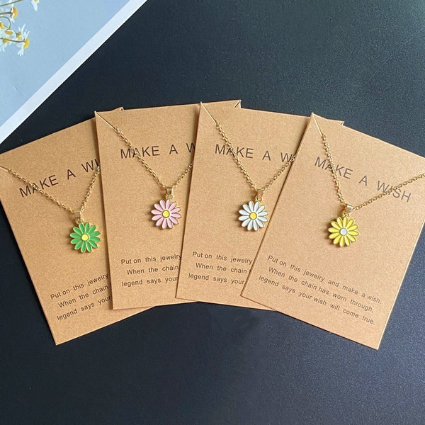 Girls Fashion Sunflower Pendant Necklace