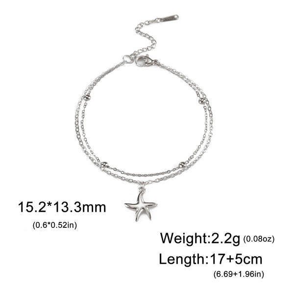 Stainless Steel Starfish Charm Bracelet