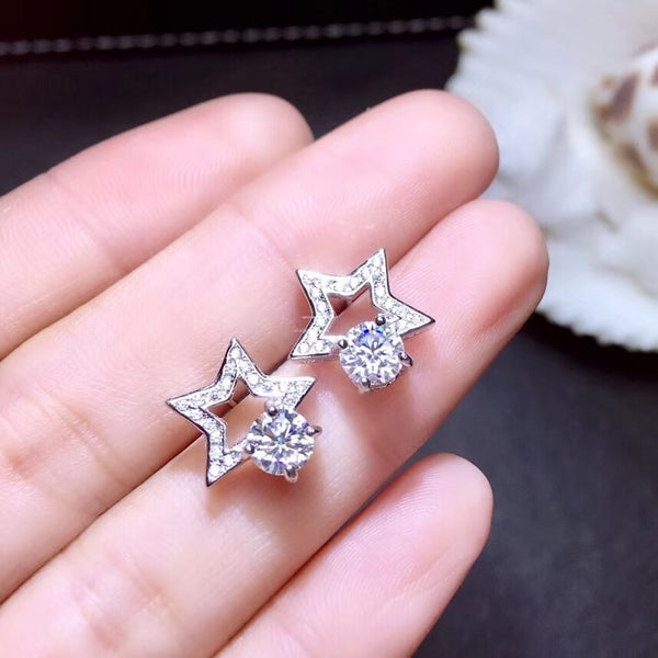 Diamond Stud Earrings 925 Silver
