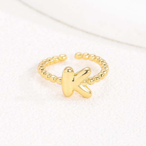 18K Gold Glossy Letter Ring