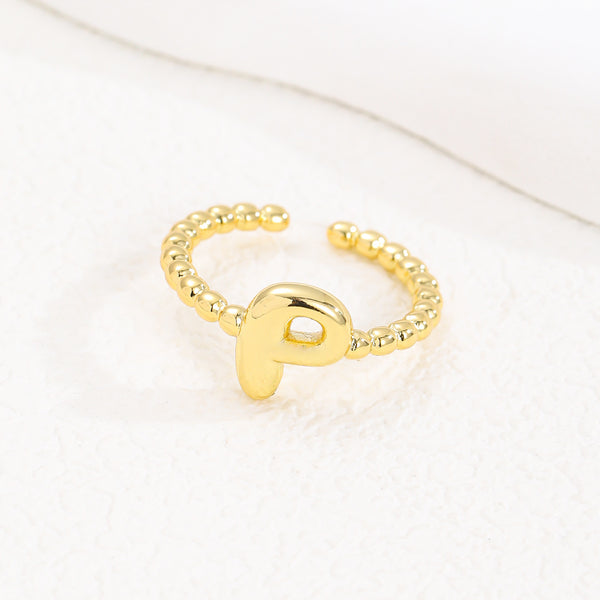 18K Gold Glossy Letter Ring