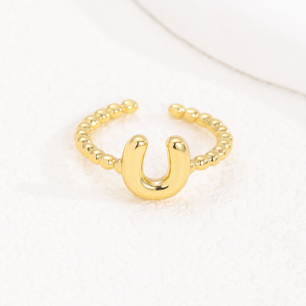 18K Gold Glossy Letter Ring