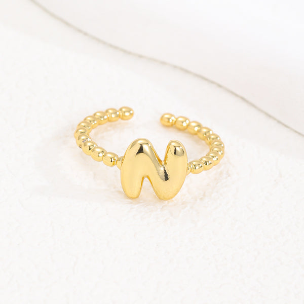 18K Gold Glossy Letter Ring