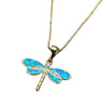 Simulated Opal Dragonfly Pendant Necklace