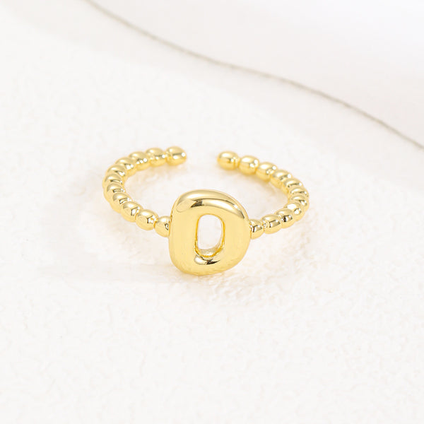 18K Gold Glossy Letter Ring
