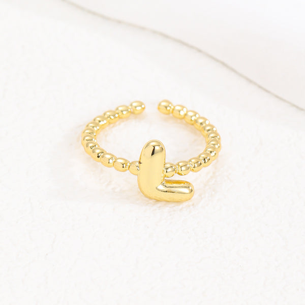 18K Gold Glossy Letter Ring
