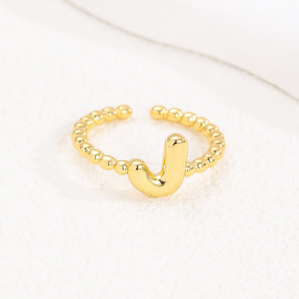 18K Gold Glossy Letter Ring