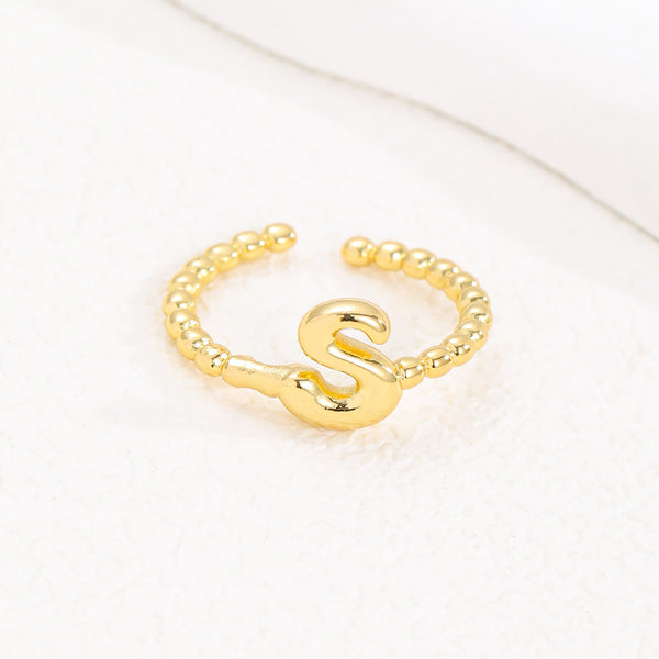18K Gold Glossy Letter Ring