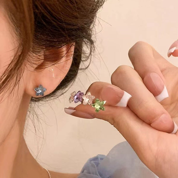 Teen Girl Zircon Star Earrings