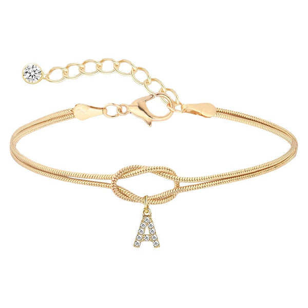 Zircon Letter Knotted Bracelet