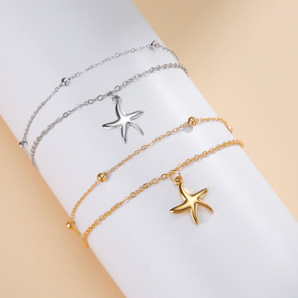 Stainless Steel Starfish Charm Bracelet