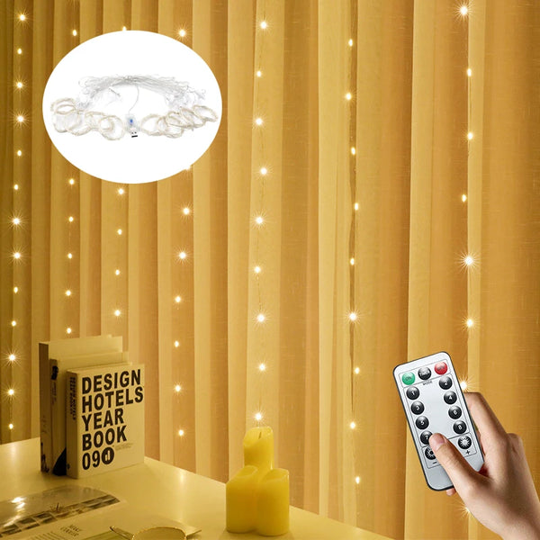Curtain Garland Led String Lights Bedroom Room Decor lights Festival Christmas Decoration 8 Modes Usb Remote Control Decorative Room Lights For Home