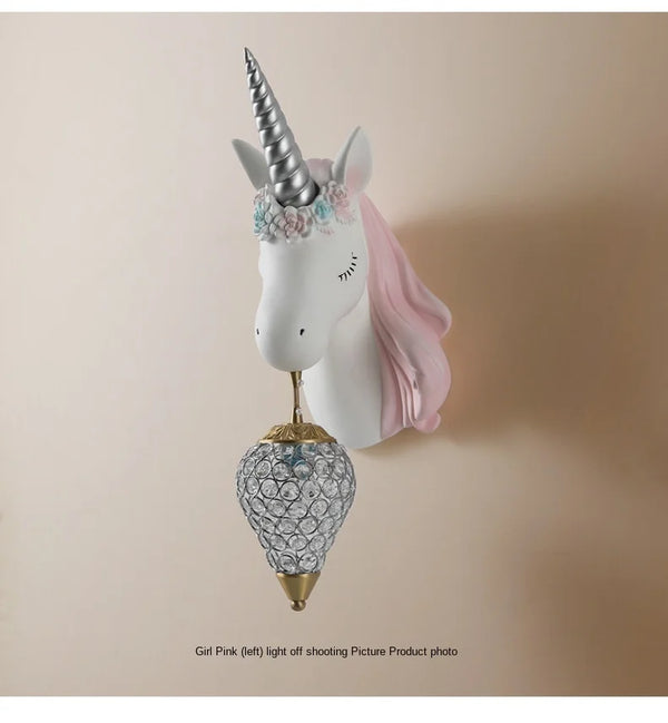 Nordic Crystal Unicorn Wall Lamp