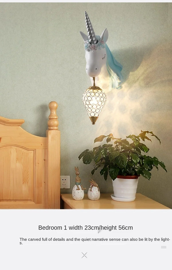 Nordic Crystal Unicorn Wall Lamp