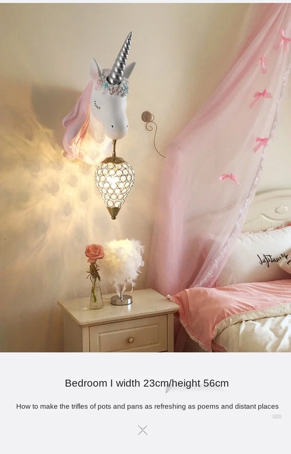 Nordic Crystal Unicorn Wall Lamp