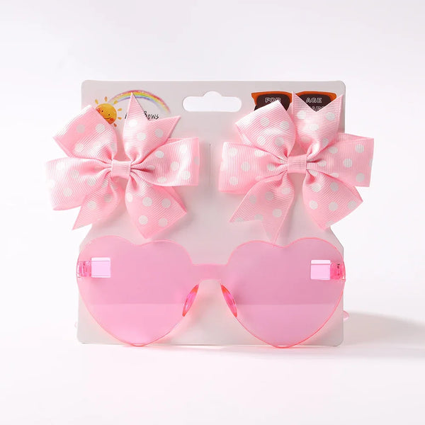 3Pcs Kids Hair Clips & Sunglasses Set