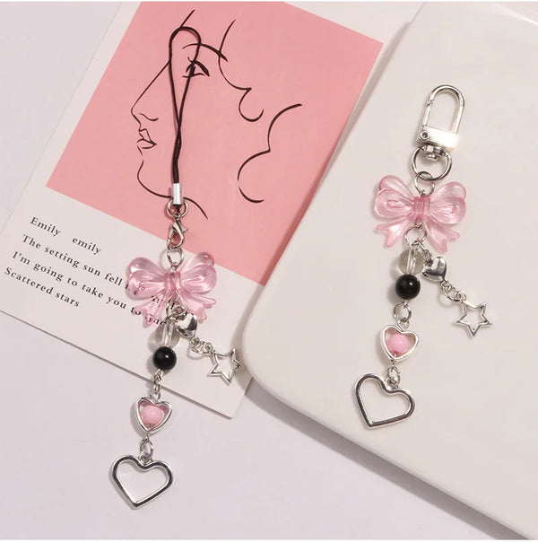 Y2K Bow Star Heart Keychain