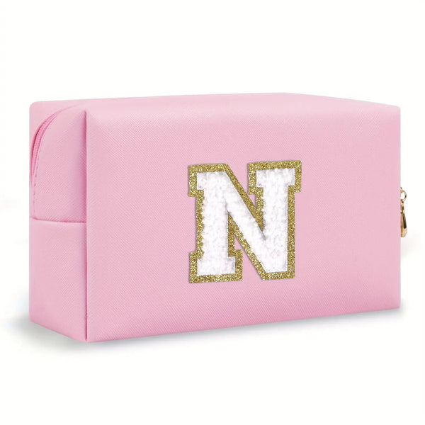 Preppy Chenille Letter Makeup Bag