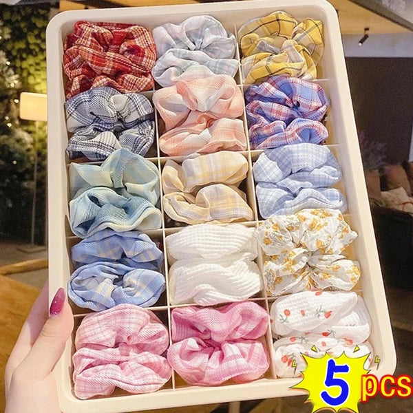 5Pcs Satin Elastic Hair Scrunchies
