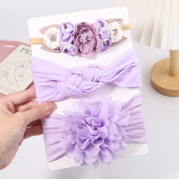 3Pcs Cable Knit Baby Headbands Set