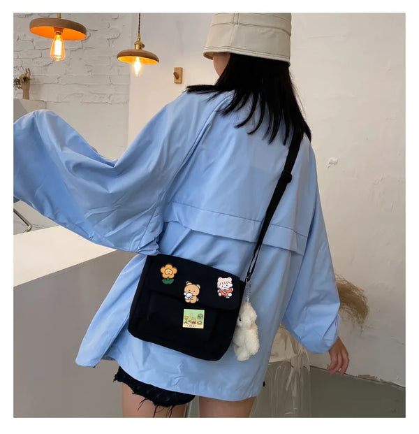Cute Small Canvas Bag with Pendant