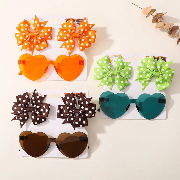 3Pcs Kids Hair Clips & Sunglasses Set