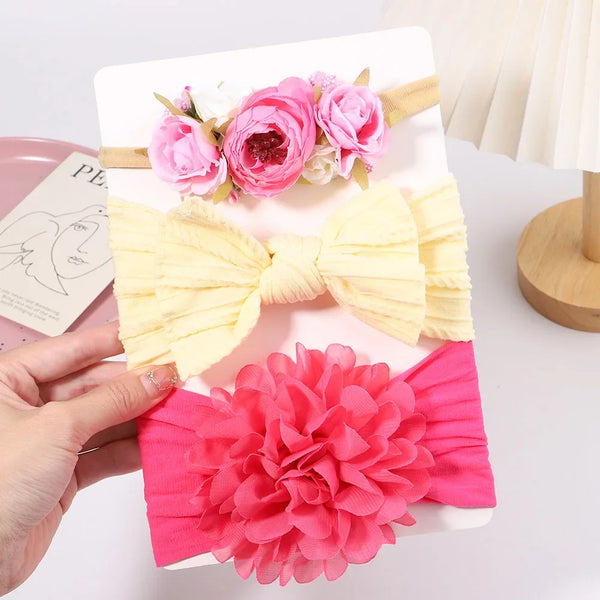 3Pcs Cable Knit Baby Headbands Set